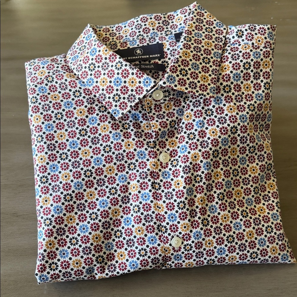 Hart Schaffner Marx Dress Shirt - Blue, Red, Yellow